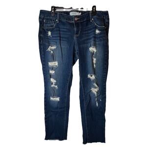 Torrid Womens Denim Blue Mid Rise Distressed Y2K Ex Boyfriend Jeans Size 14
